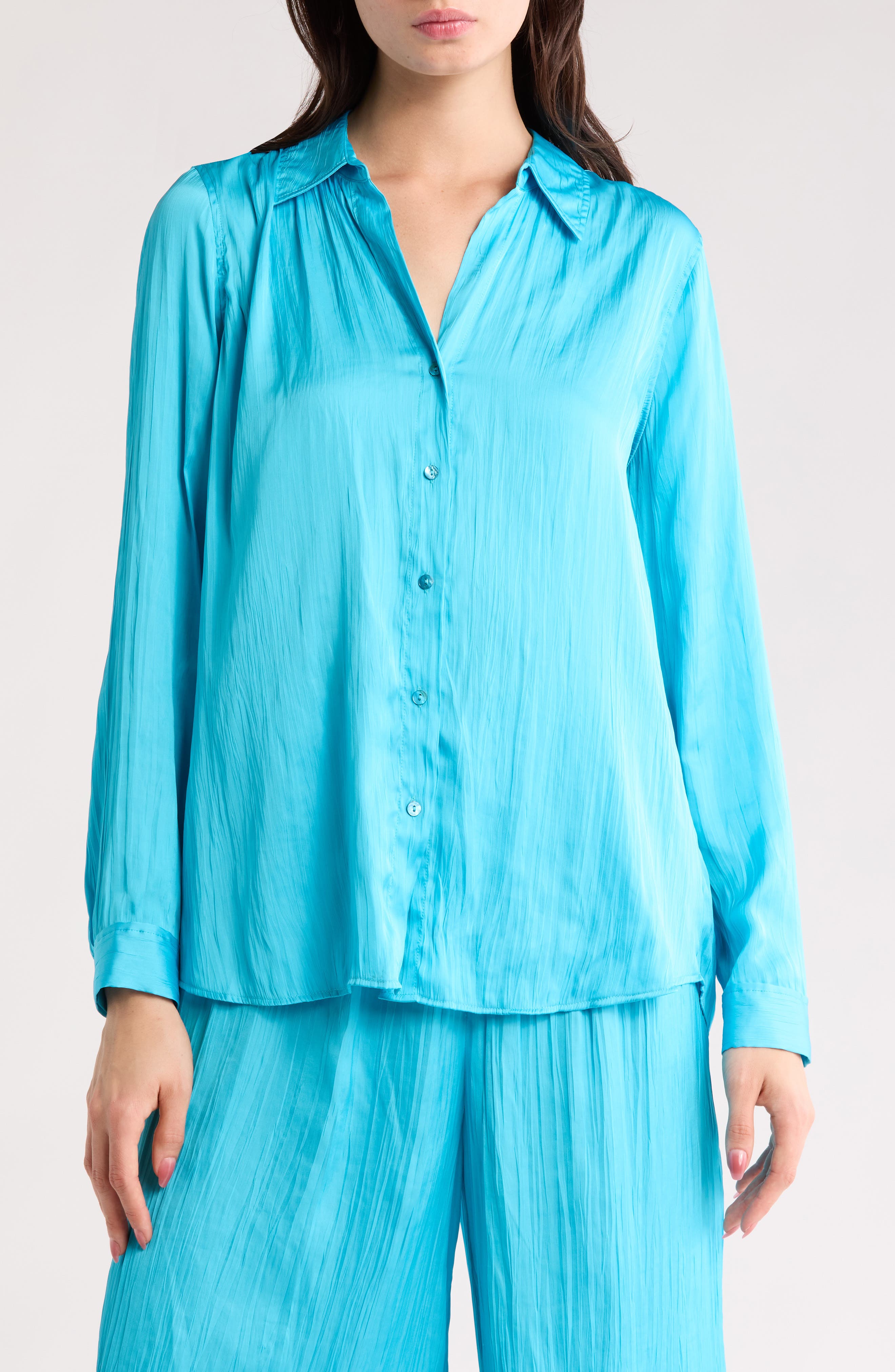 L'AGENCE Nina Crinkle Satin Shirt