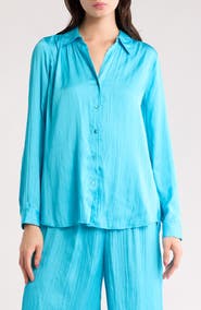 L'AGENCE Nina Crinkle Satin Shirt
