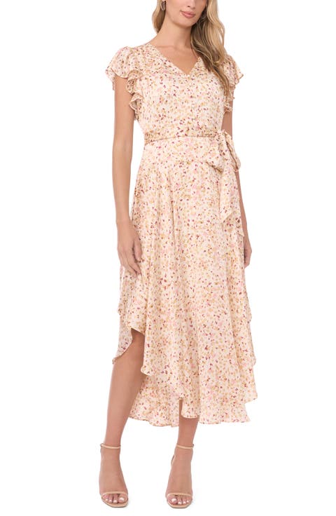 Print Flutter Sleeve Maxi Dress