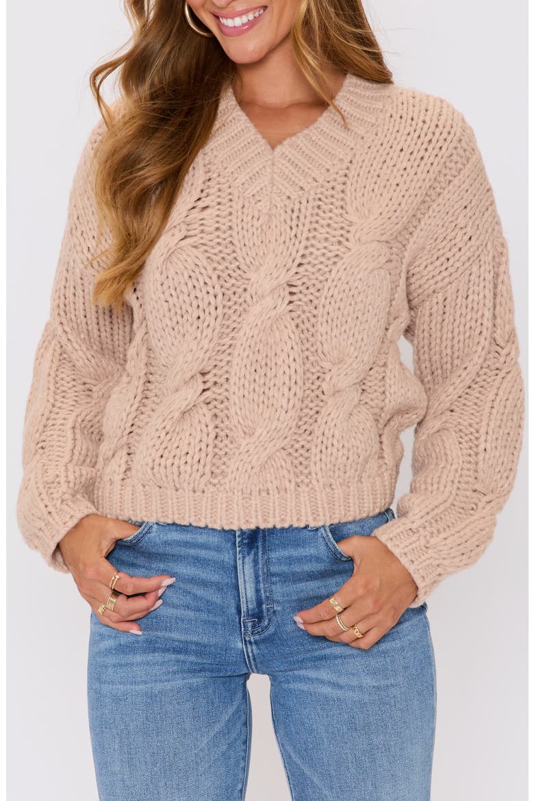 Josephine Chunky V-Neck Sweater, Main, color, TAUPE
