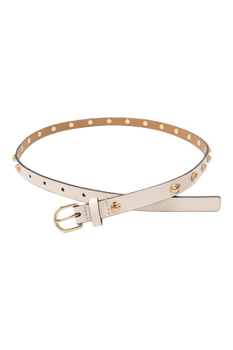 stud leather belt, Alternate, color, CREAM
