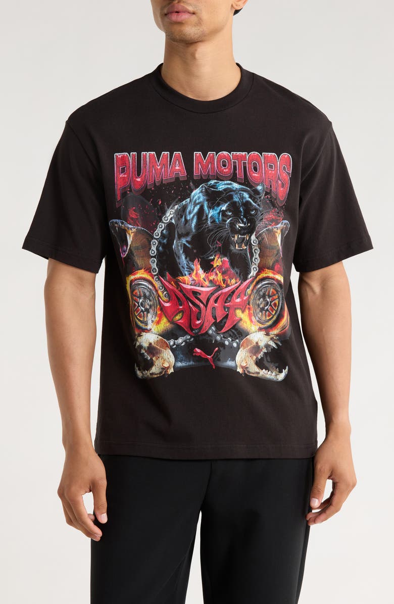 PUMA x A$AP Rocky Motors Cotton Graphic T-Shirt, Main, color, Puma Black