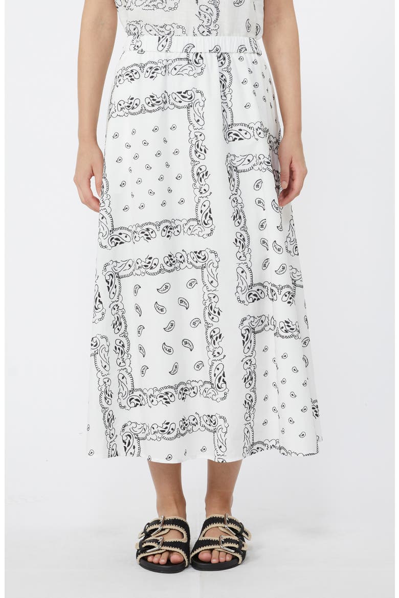 Caravan Bandana Print Cotton Skirt, Main, color, WHITE