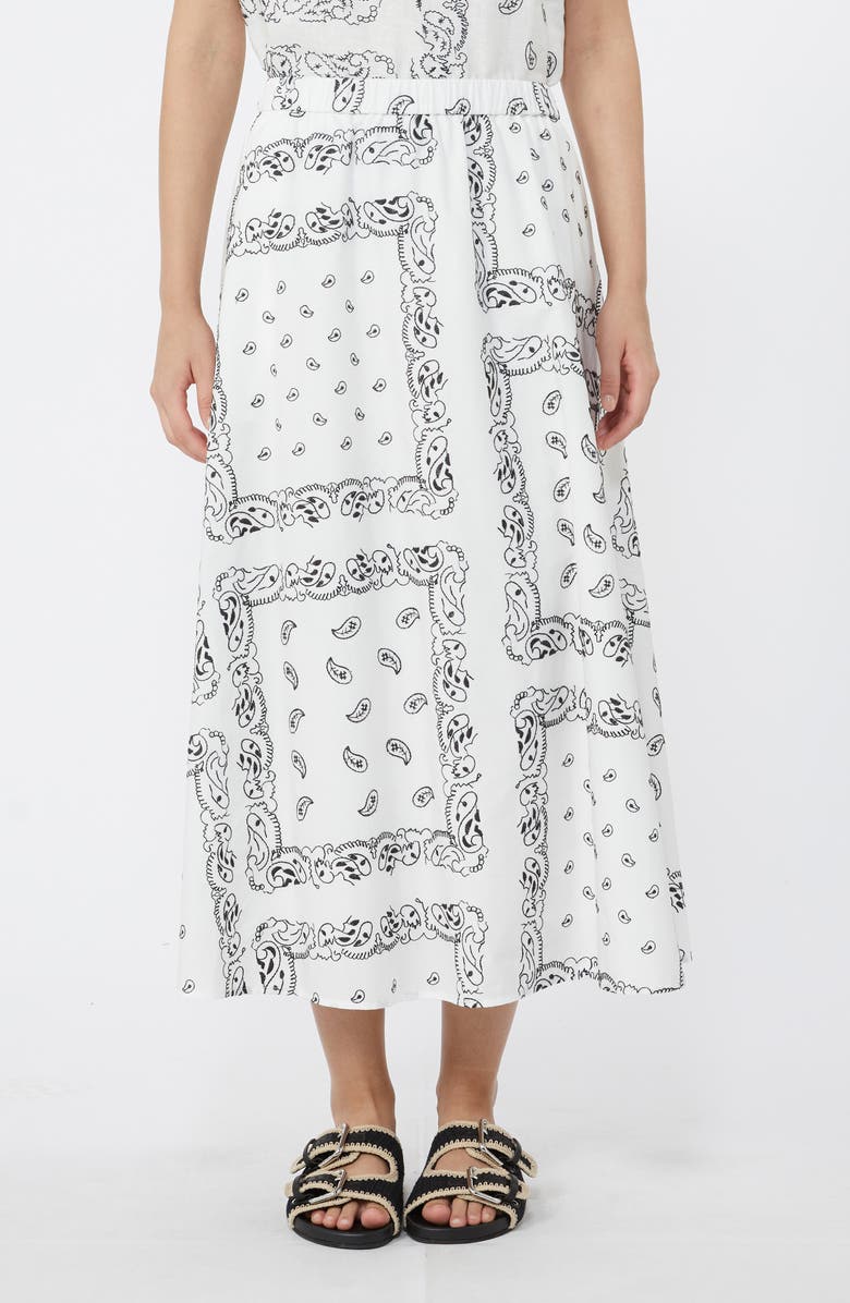 Weekend Max Mara Caravan Bandana Print Cotton Skirt, Main, color, White