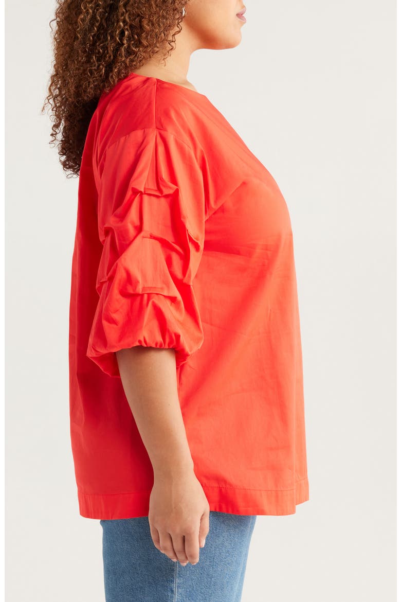 Balia Cotton Popover Top, Alternate, color, POPPY RED