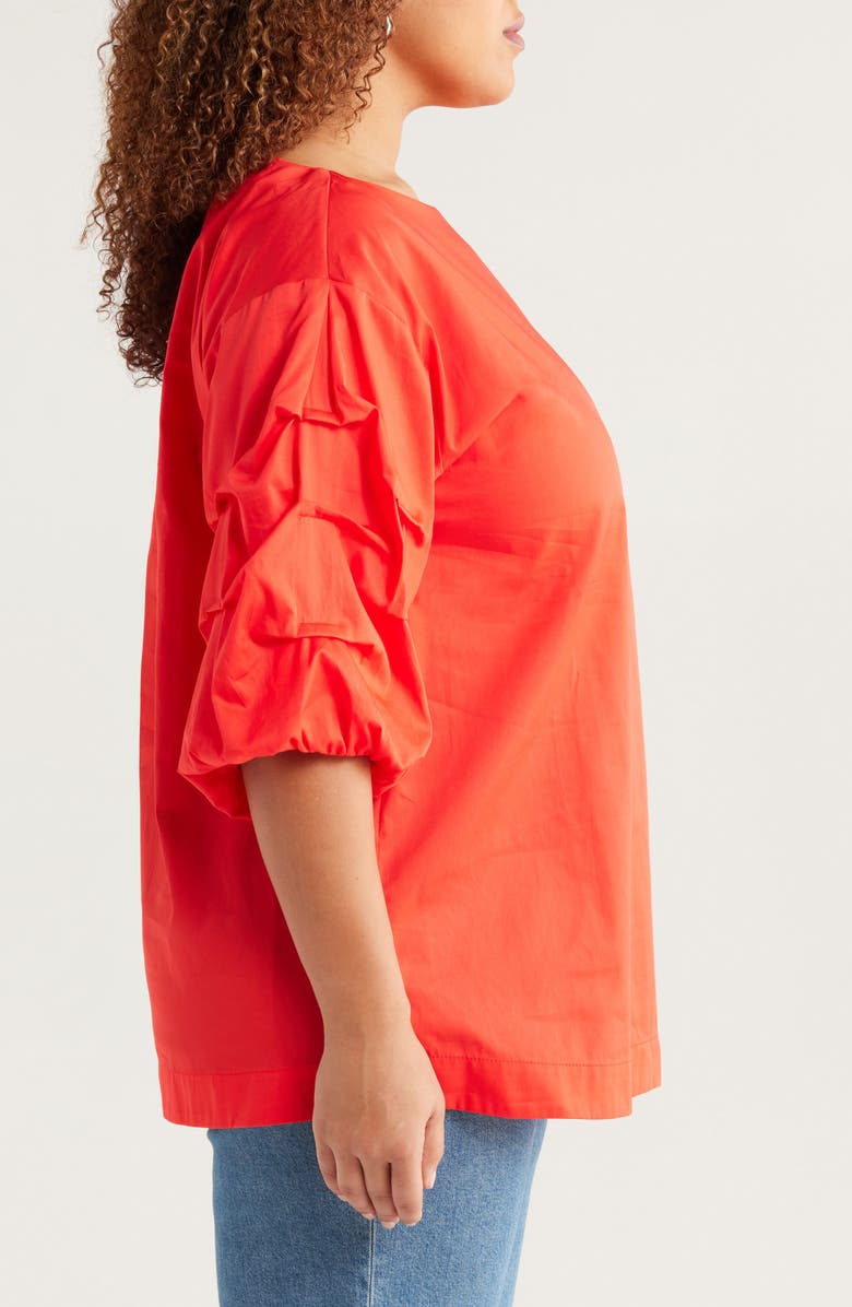 HARSHMAN Balia Cotton Popover Top, Alternate, color, Poppy Red