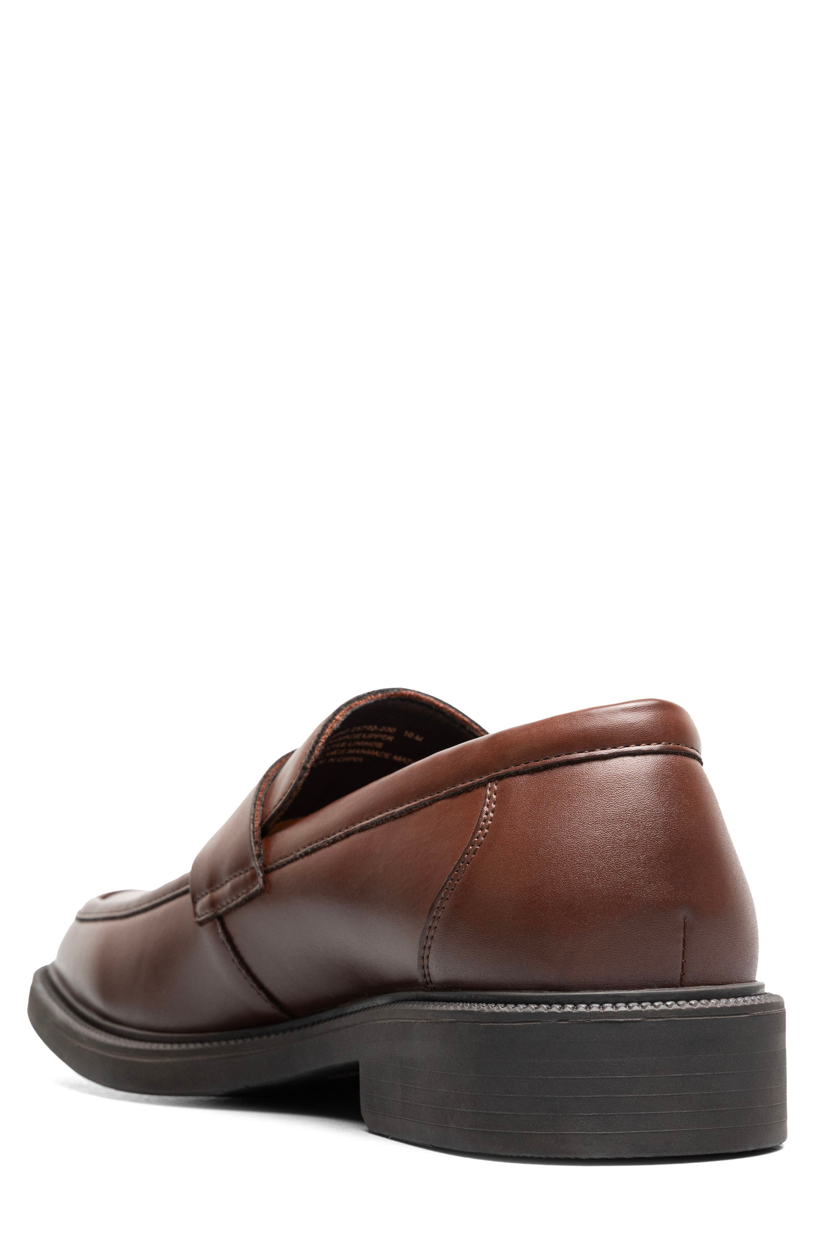 Everett Faux Leather Moc Toe Penny Loafer, Alternate, color, BROWN