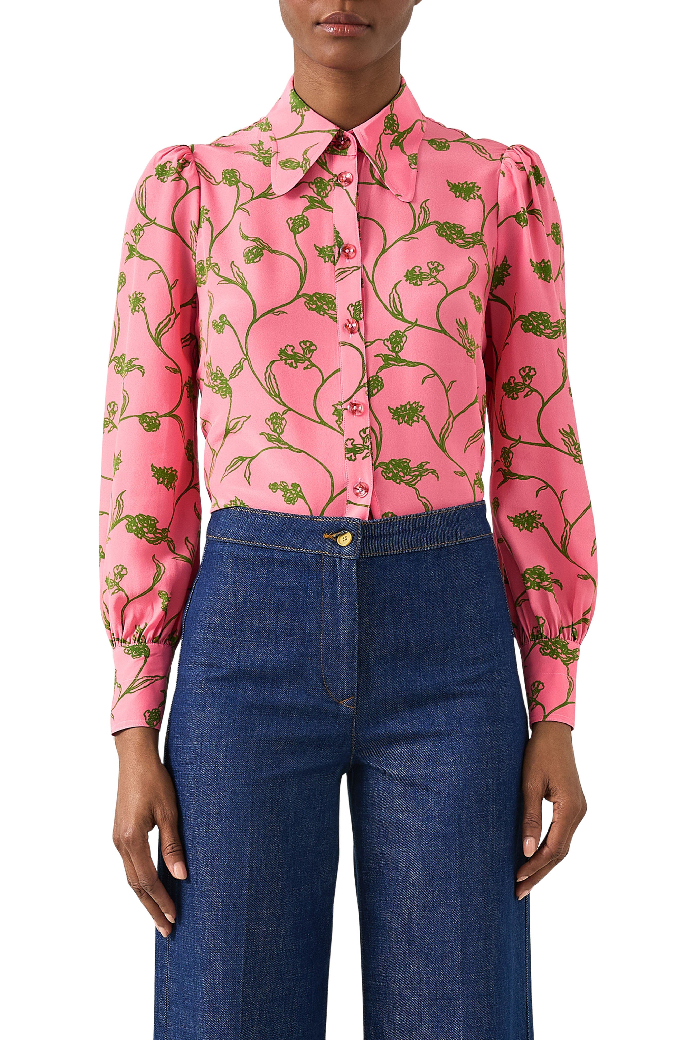 Sonya Floral Silk Button-Up Shirt