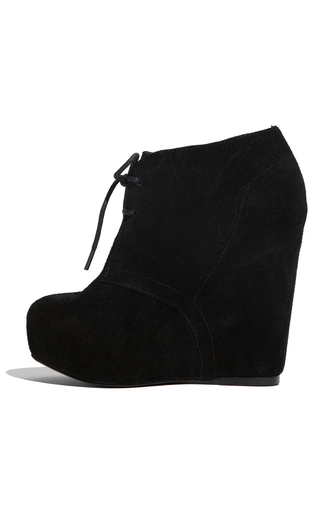 'Annnie' Wedge Bootie, Alternate, color, BLACK SUEDE