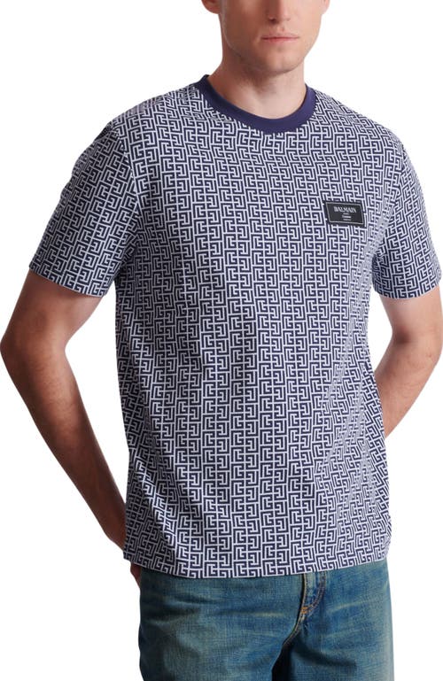 Balmain Monogrammed T-shirt With  Couture Label In Blue