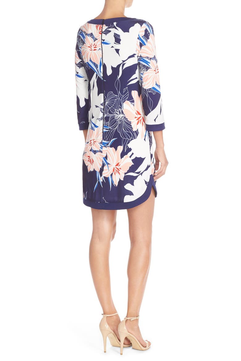 Floral Jersey Shift Dress, Alternate, color, NAVY