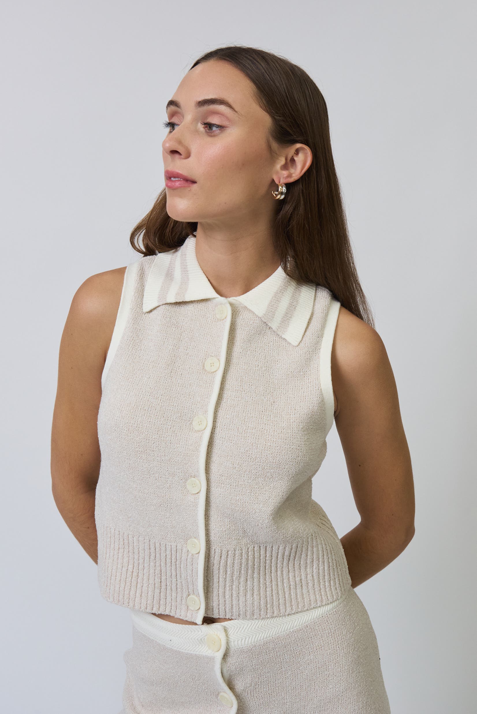 Celeste Tweed Yarn Collared Top