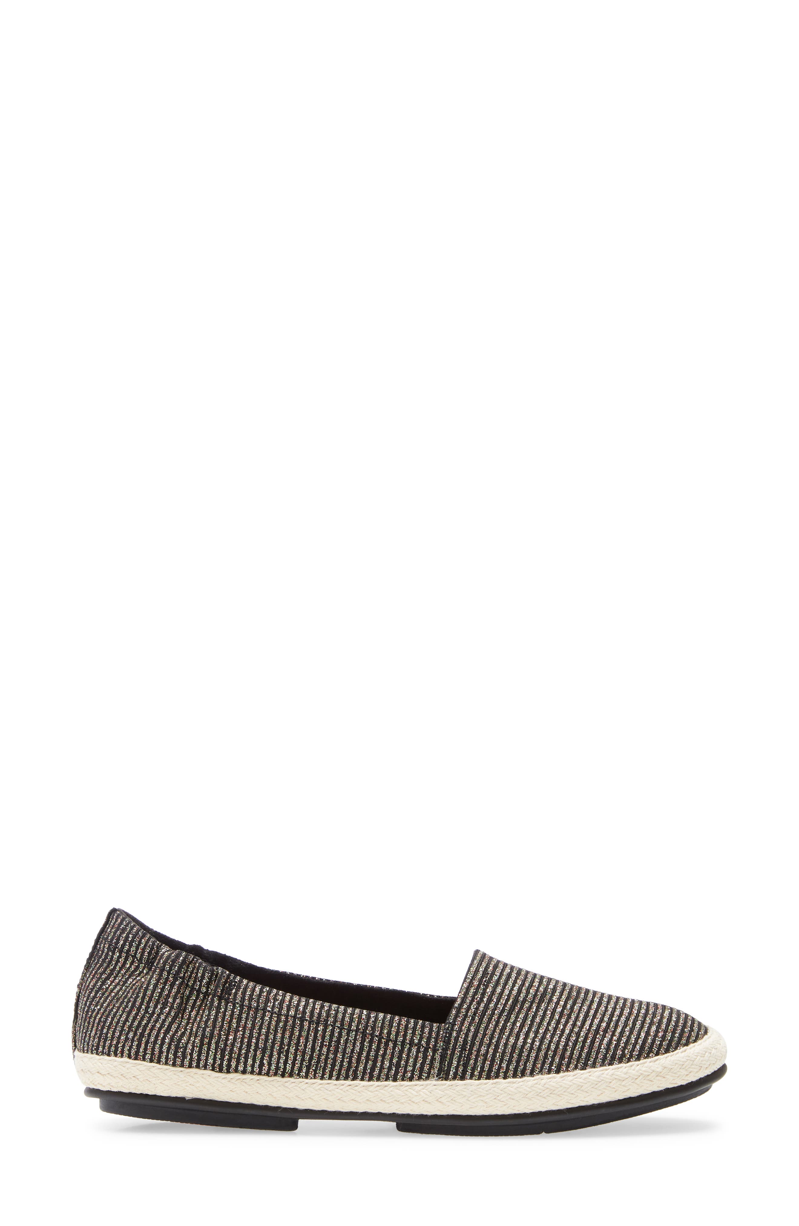 Siren Espadrille Flat, Alternate, color, ALL BLACK GLITTER FABRIC