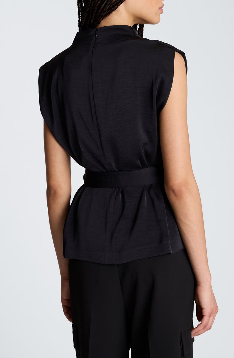 Kenneth Cole Cowl Neck Hammered Satin Top, Alternate, color, Black