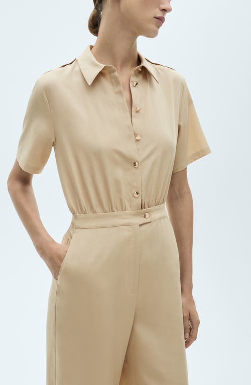 Mango Straight Leg Jumpsuit In Beige