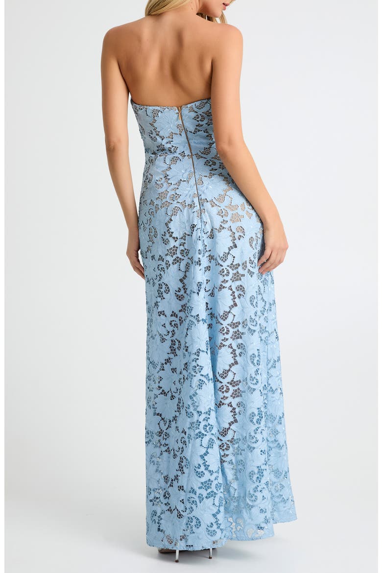 Lindsey Strapless Floral Lace Gown, Alternate, color, MINERAL BLUE