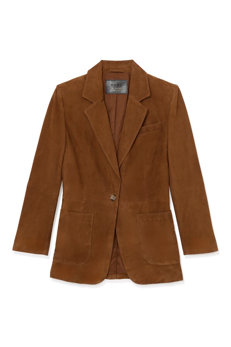 Cass Genuine Suede Blazer, Alternate, color, TAN BROWN