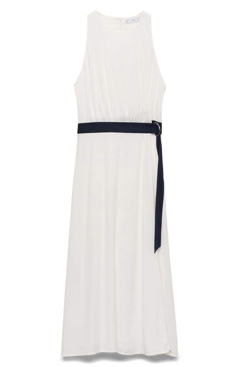 MANGO Sleeveless Belted Midi Dress, Alternate, color, White