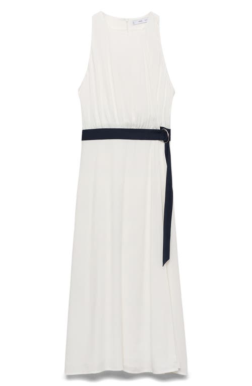 Mango Sleeveless Belted Midi Dress In White