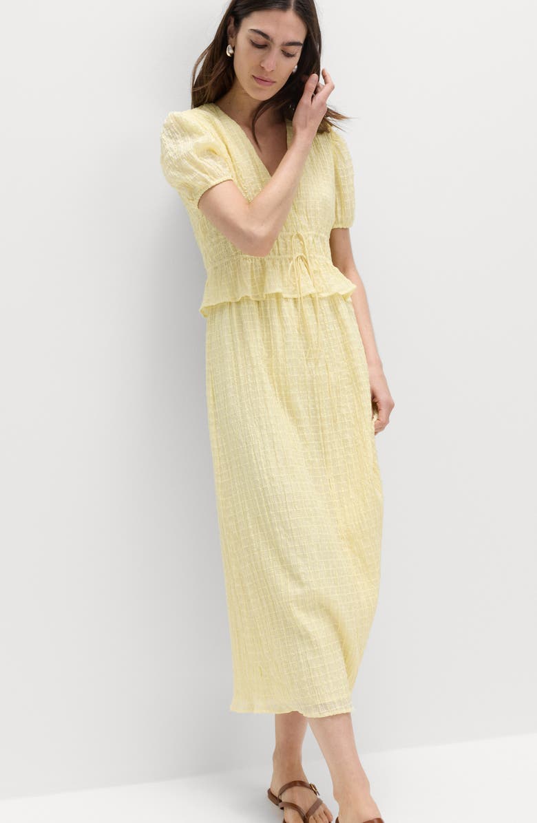 M&S Textured Tie Waist Dress, Alternate, color, Yellow