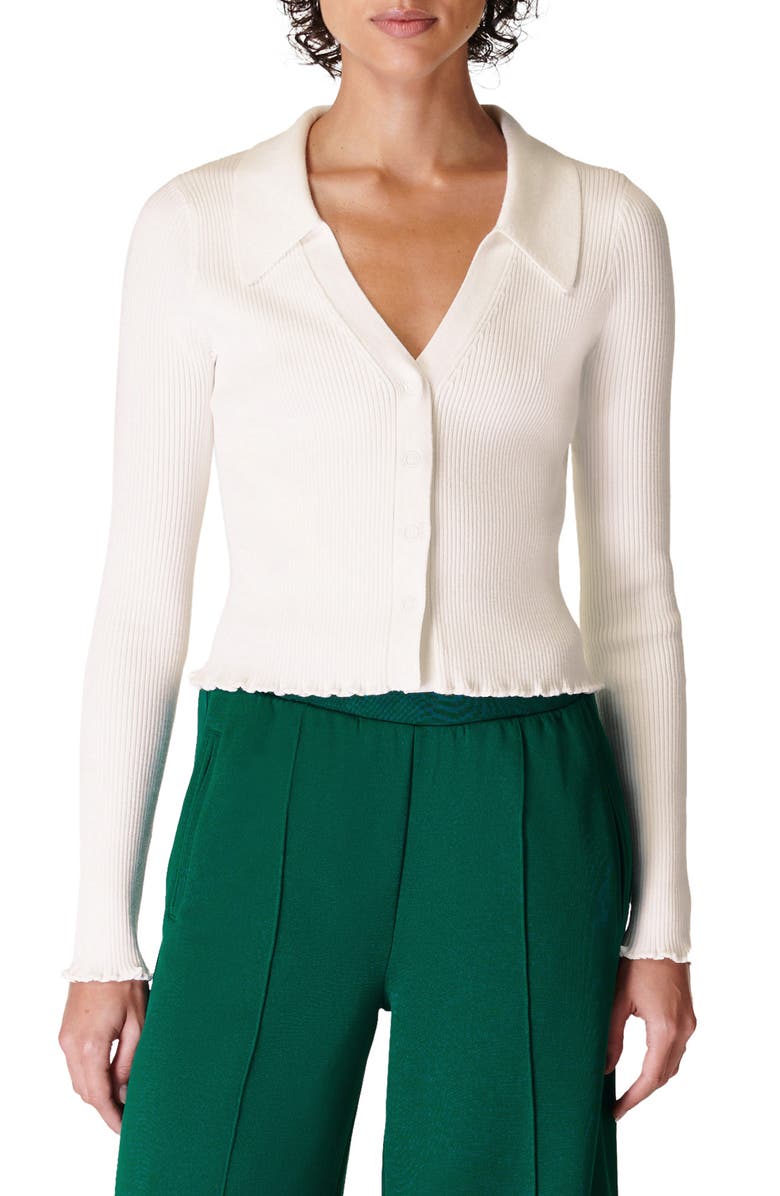 Sweaty Betty Rib Lettuce Edge Cardigan, Main, color, 