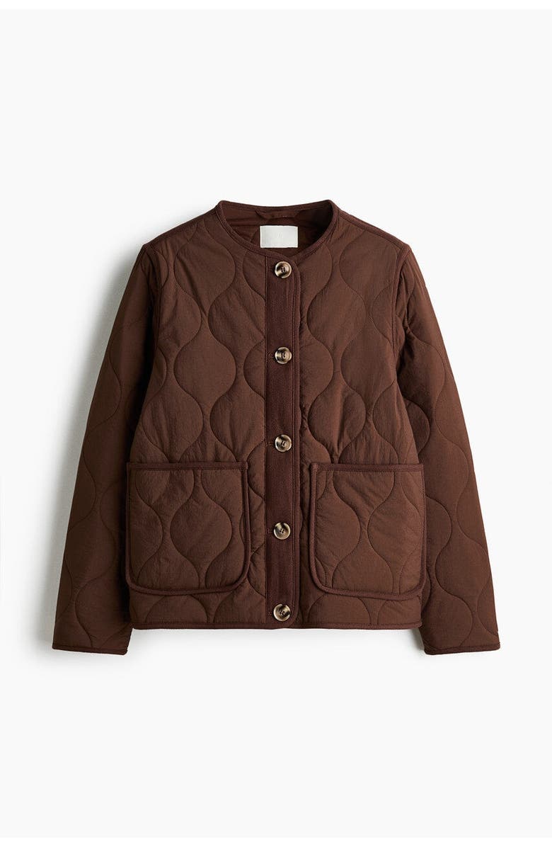 H&M Quilted Jacket, Main, color, Dark Brown