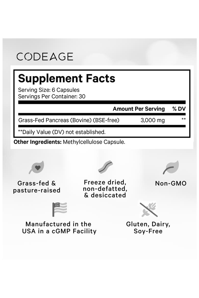 Grass-Fed Beef Pancreas Glandular Supplement, Alternate, color, White