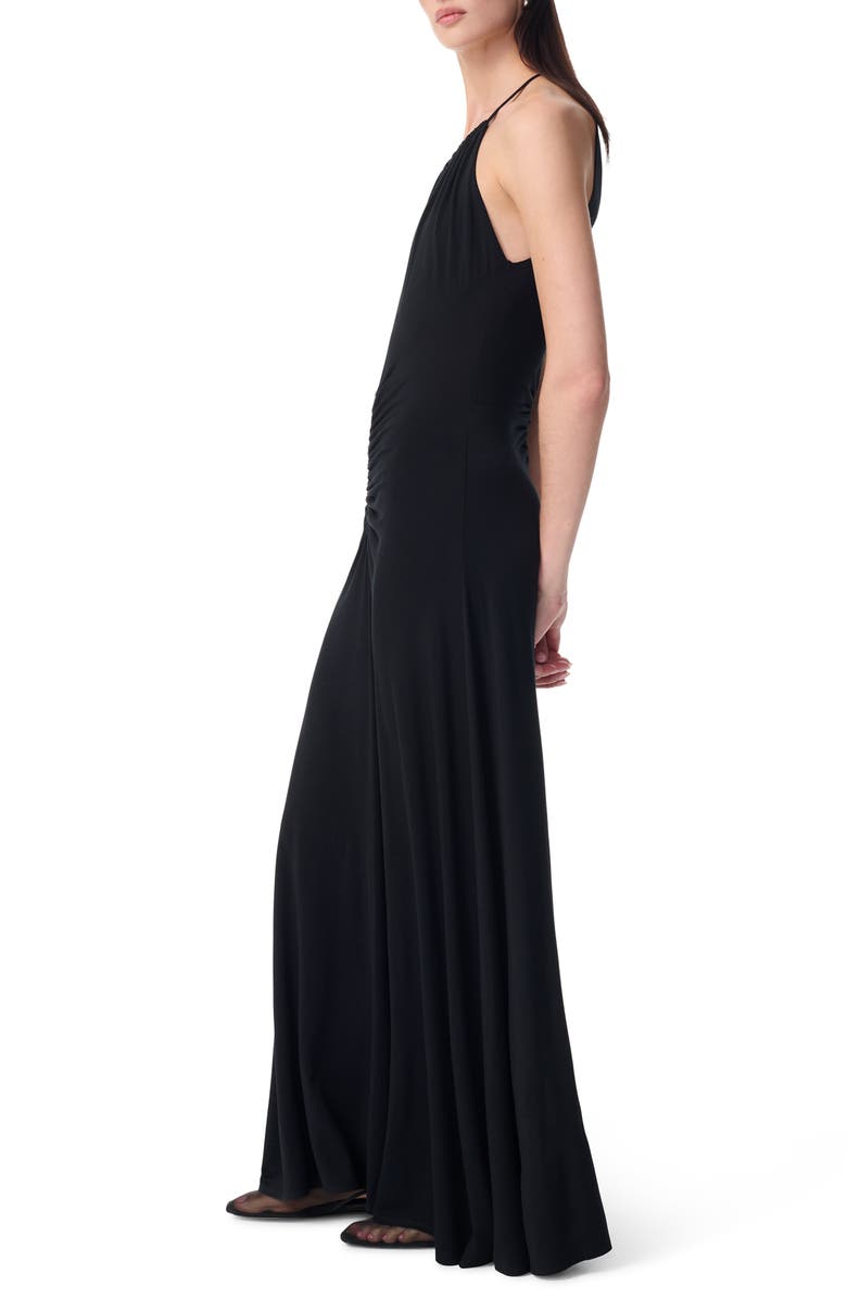 Robert Rodriguez Tori Ruched Halter Neck Maxi Dress, Alternate, color, Black