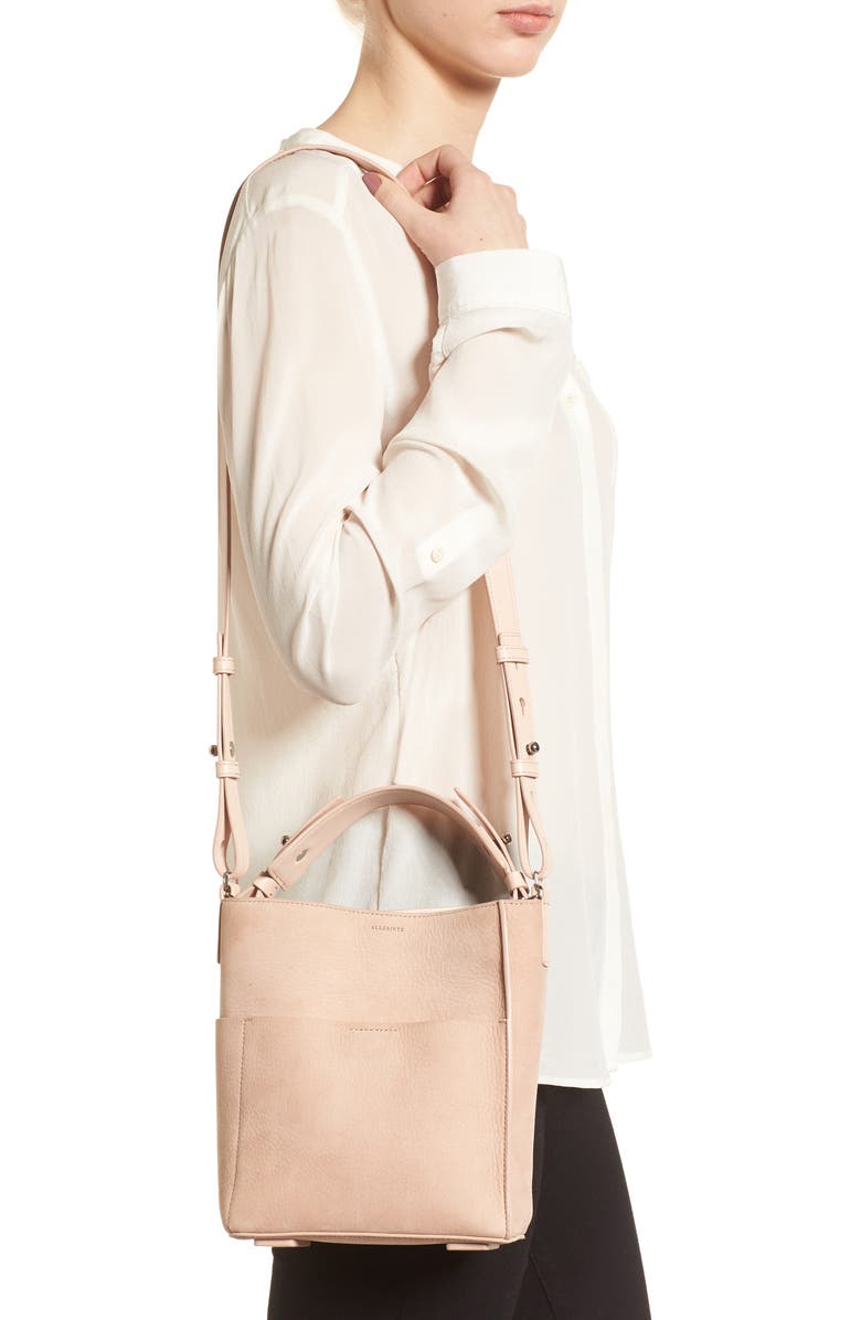 AllSaints Mini Mast Leather North/South Tote, Alternate, color,