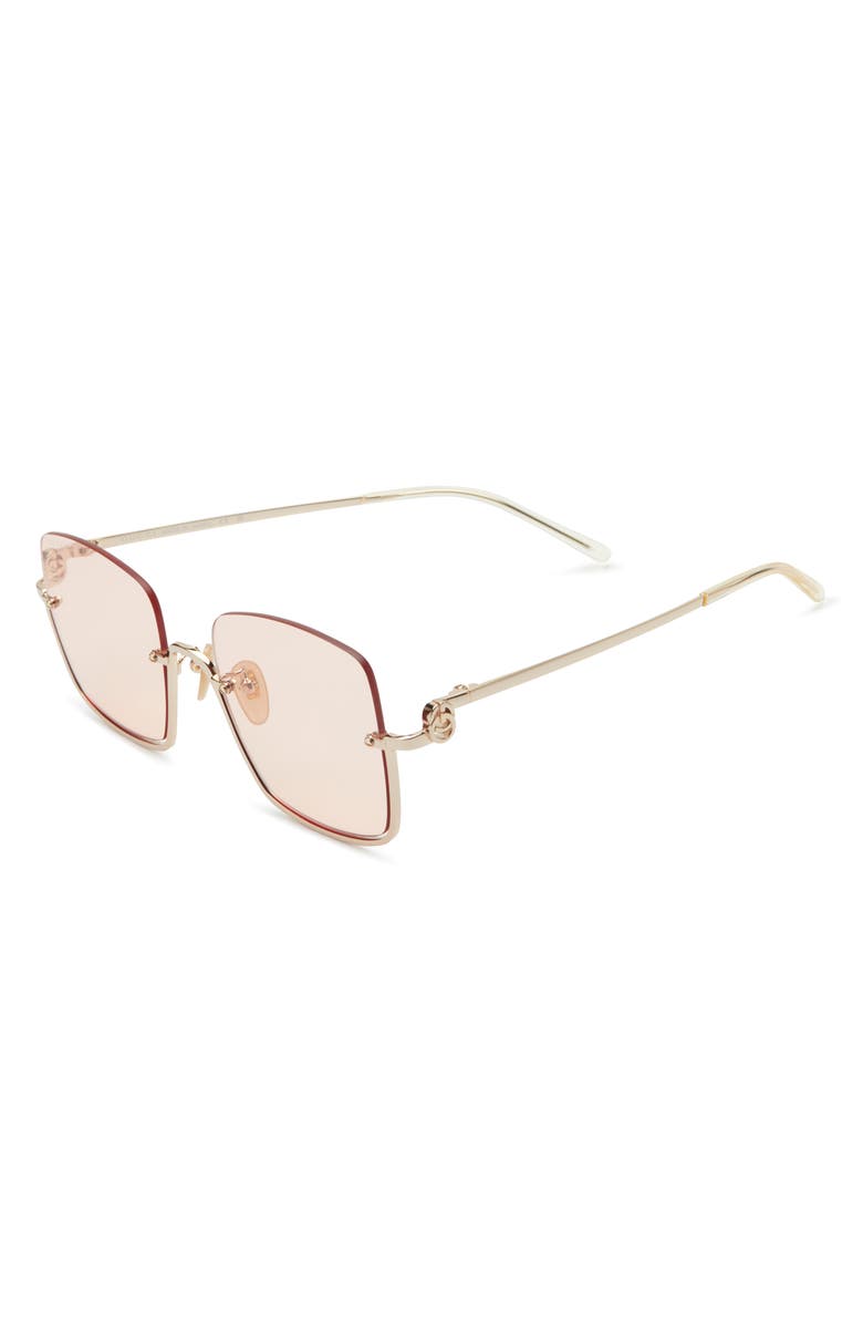 Gucci 54mm Half Rim Sunglasses, Alternate, color, Gold Gold Pink