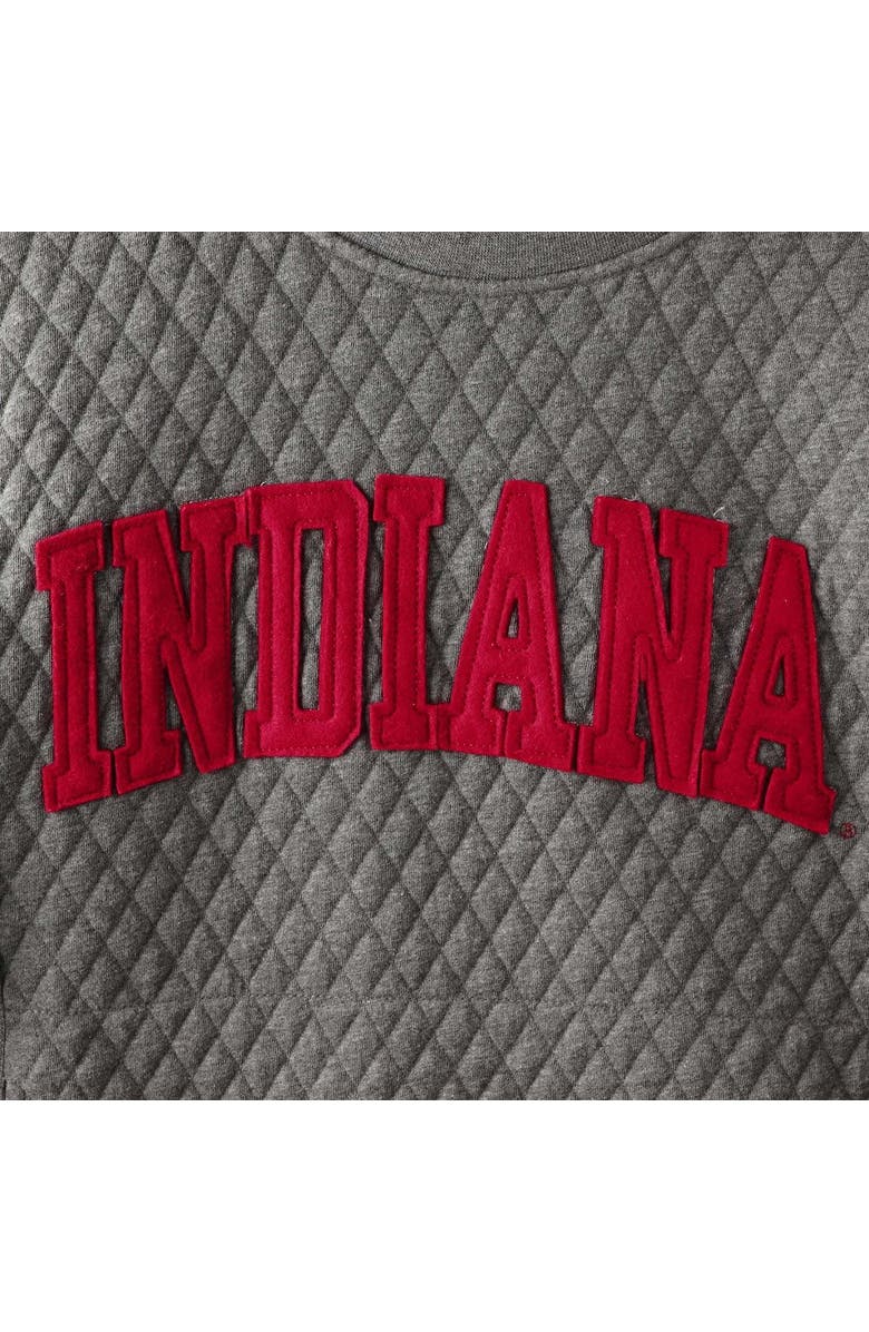 PRESSBOX Women's Pressbox Heather Charcoal Indiana Hoosiers Moose Quilted Pullover Sweatshirt, Alternate, color, Heather Gray