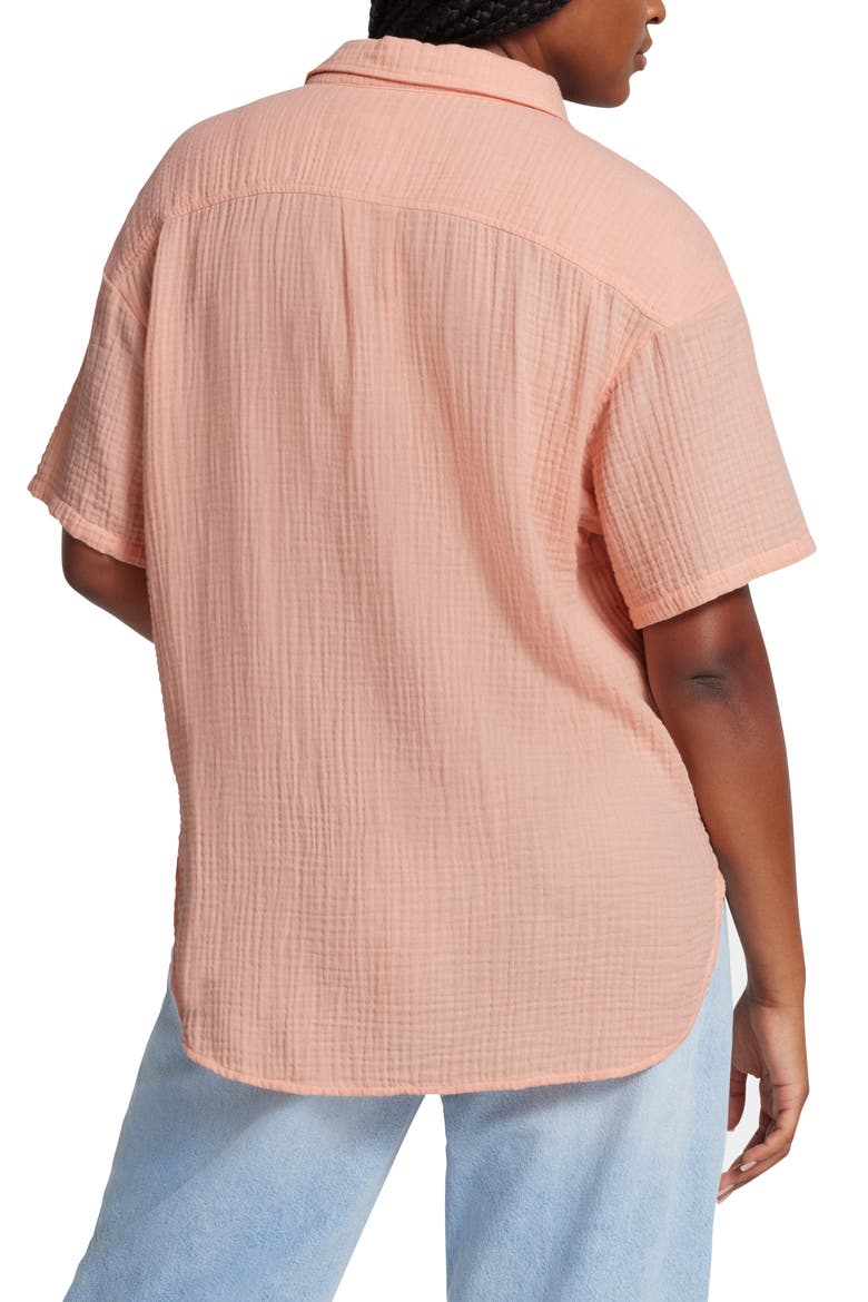 Embrook Short Sleeve Cotton Gauze Pajama Top, Alternate, color, SUNSTONE