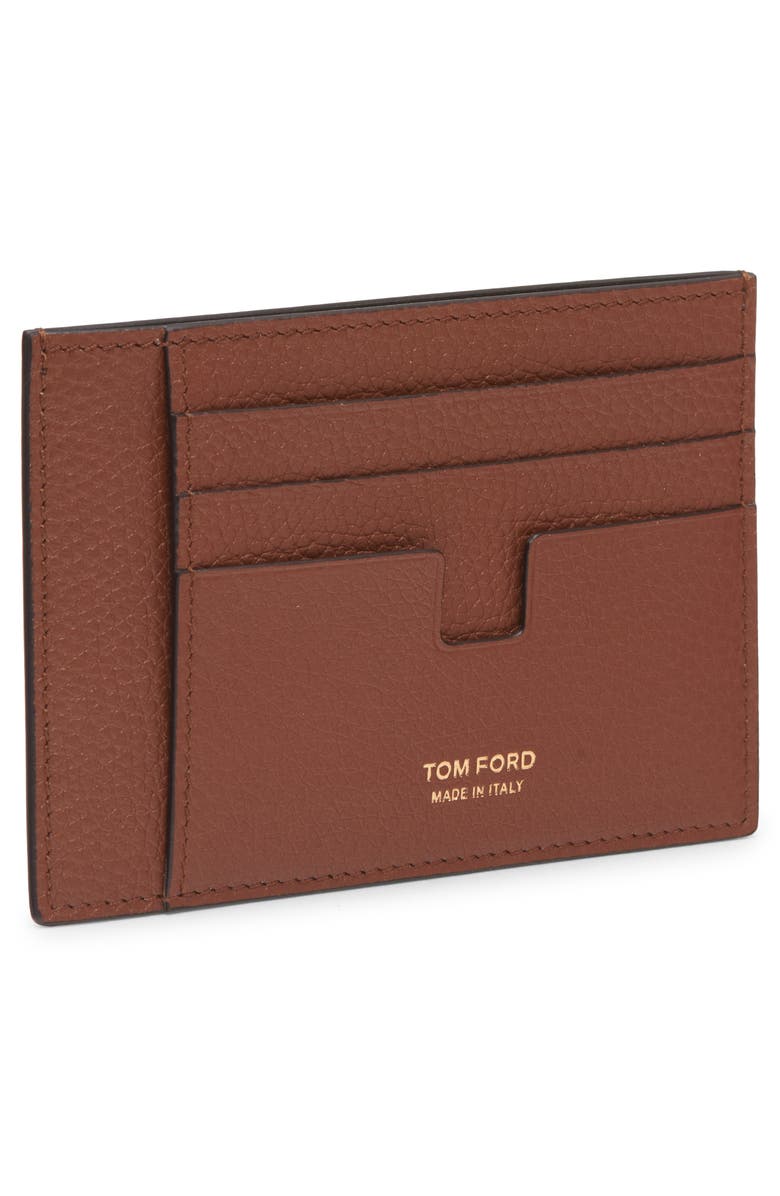 TOM FORD Large T-Line Soft Grain Leather Card Holder, Alternate, color, 1B108 Midbrown