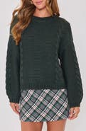 VICI Collection Pinecrest Cable Stitch Crewneck Sweater