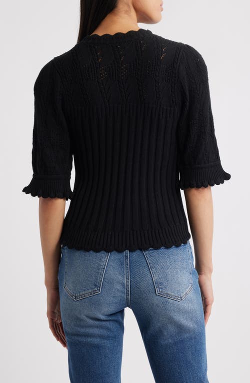 Wit & Wisdom Mixed Stitch Elbow Sleeve Sweater In Black
