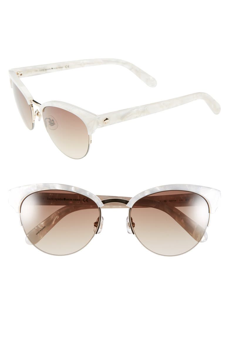 53mm cat eye sunglasses, Main, color, WHITE MOP