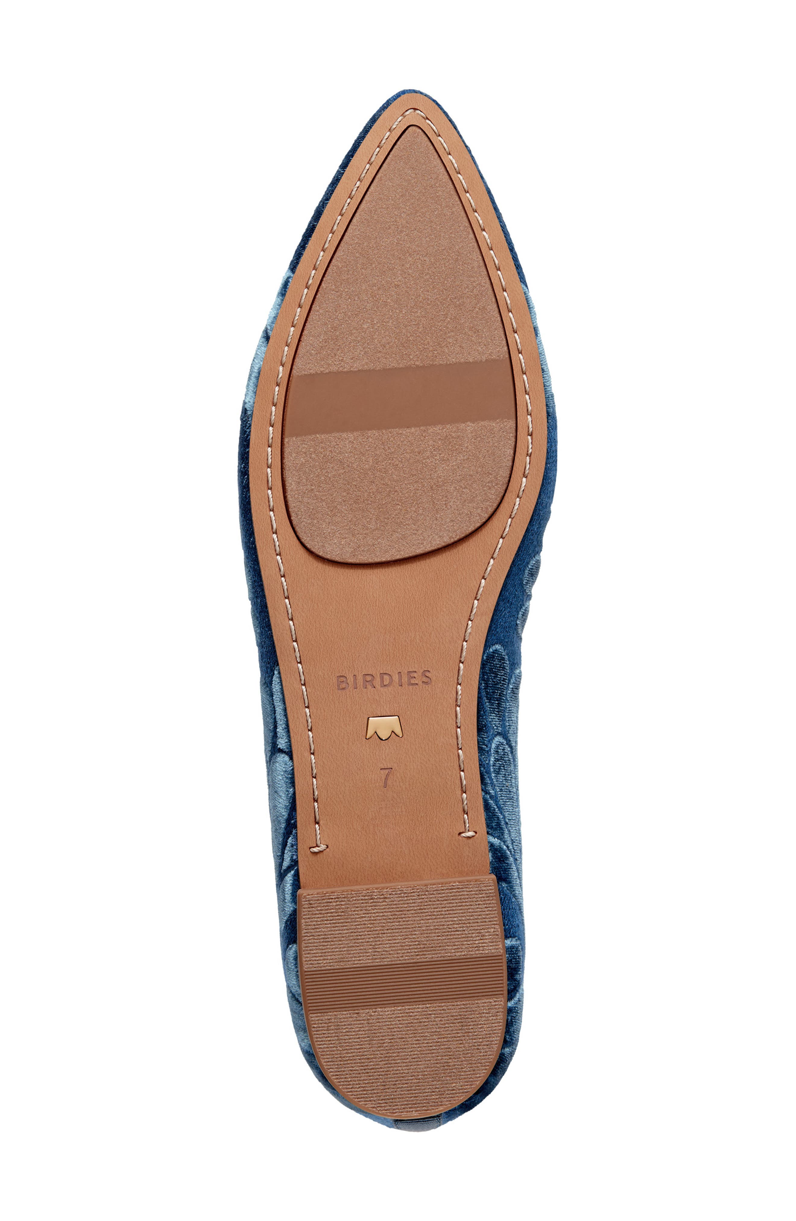 Sparrow Embroidered Pointed Toe Flat, Alternate, color, OCEAN VELVET