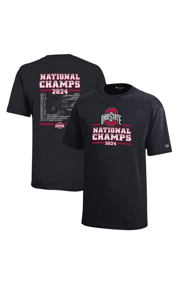Champion Youth Champion  Black Ohio State Buckeyes College Football Playoff 2024 National Champions Schedule T-Shirt, Alternate, color, 