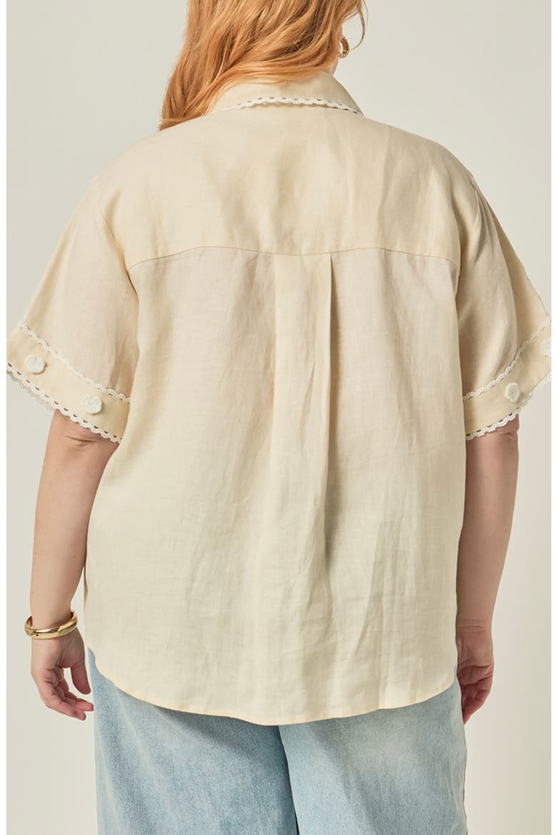 Floral Detailed Linen Shirt, Alternate, color, LIGHT BEIGE