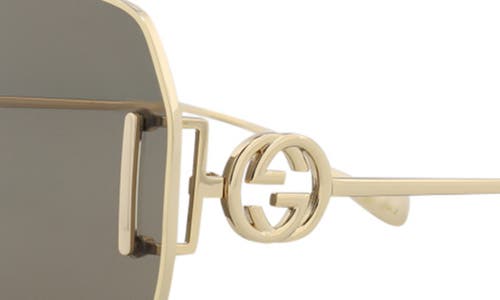 Gucci 64mm Novelty Square Sunglasses In Gold Gold Brown