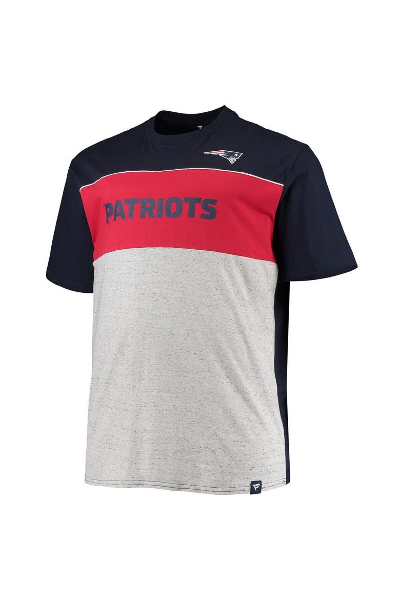 Men's Fanatics Branded Navy/Heathered Gray New England Patriots Big & Tall Color Block T-Shirt, Alternate, color, Navy