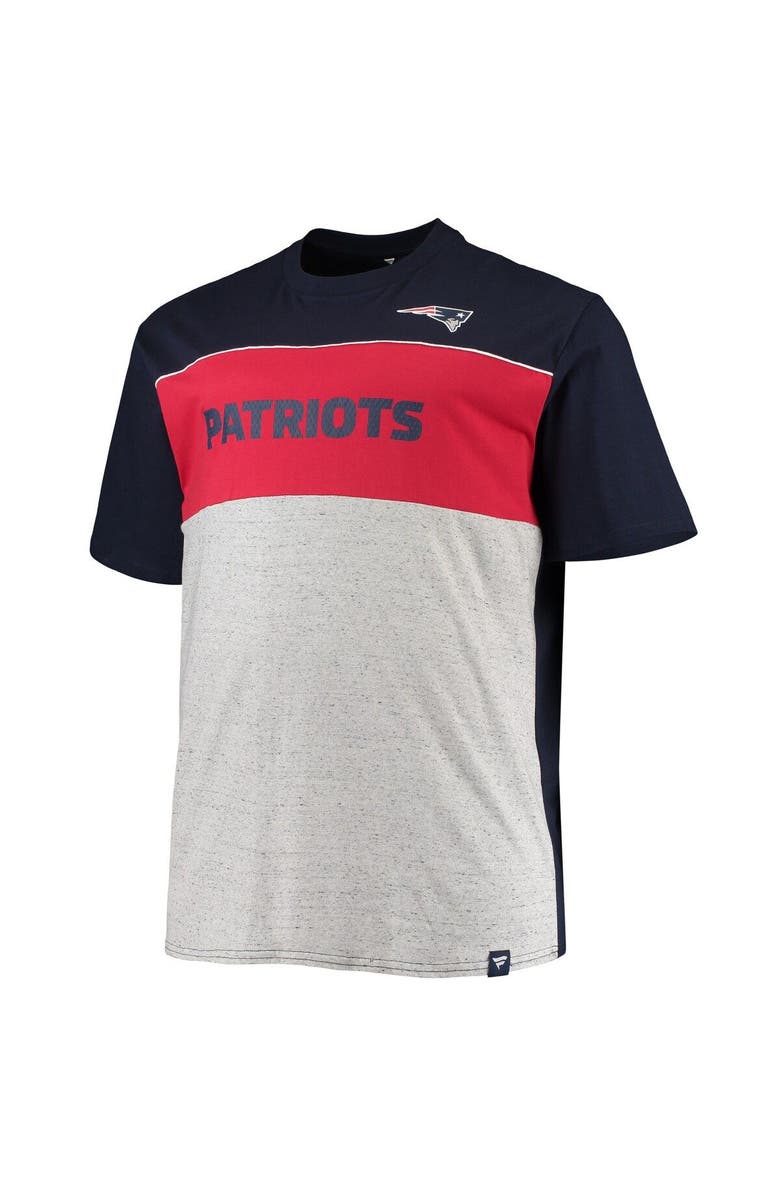 FANATICS Men's Fanatics Branded Navy/Heathered Gray New England Patriots Big & Tall Color Block T-Shirt, Alternate, color, 