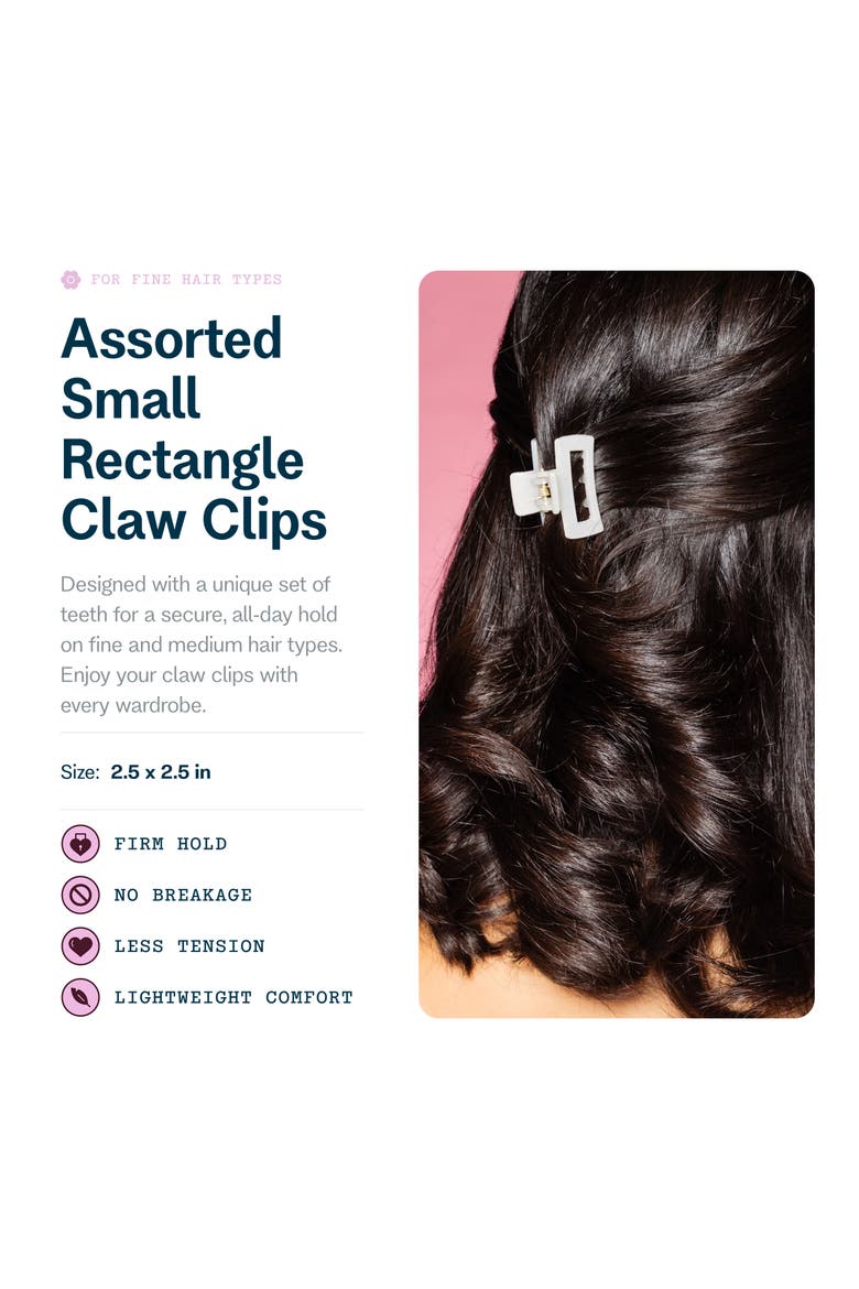 Small Rectangle Claw Clip for Fine Hair, Alternate, color, Beige
