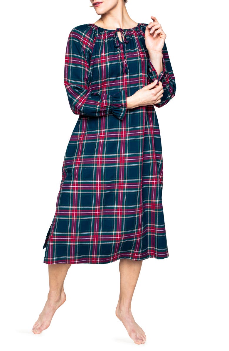 Petite Plume Windsor Tartan Cotton Flannel Nightgown, Main, color,