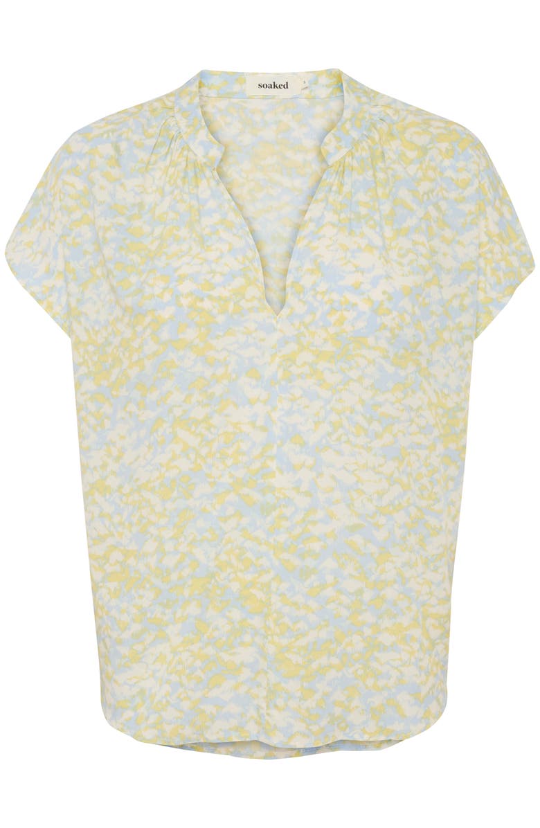 Soaked in Luxury Wynter Notch Neck Short Sleeve Blouse, Alternate, color, Skyway Dizzy Print