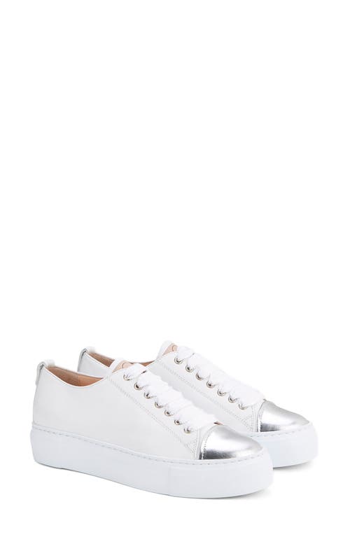 Agl Attilio Giusti Leombruni Agl Mollie Metallic Toe Platform Sneaker In White