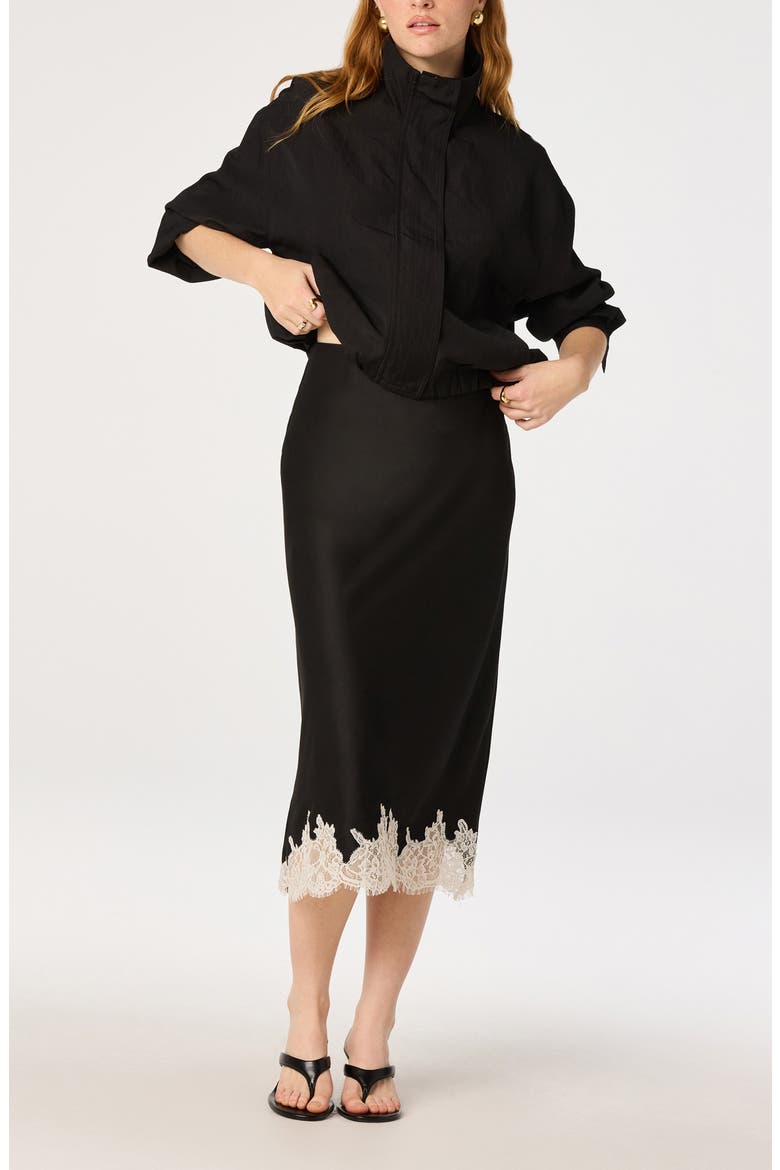 Blossom Lace Trim Midi Skirt, Alternate, color, BLACK