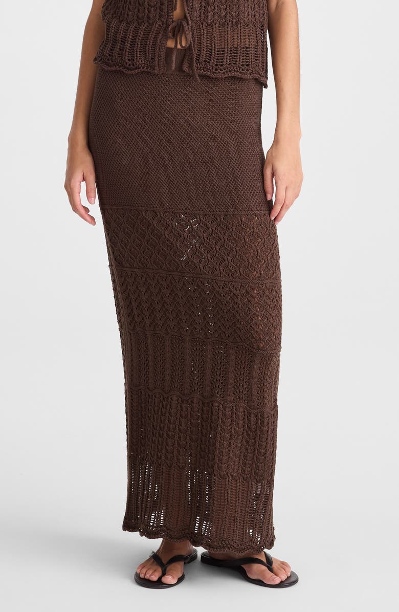 Madewell Pointelle Stitch Maxi Skirt, Main, color, Dark Brown