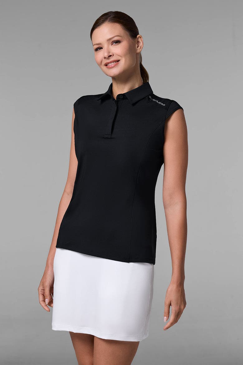 Women's Dew Performance Sleeveless Polo, UPF 50+ Sun Protection, Alternate, color, Black