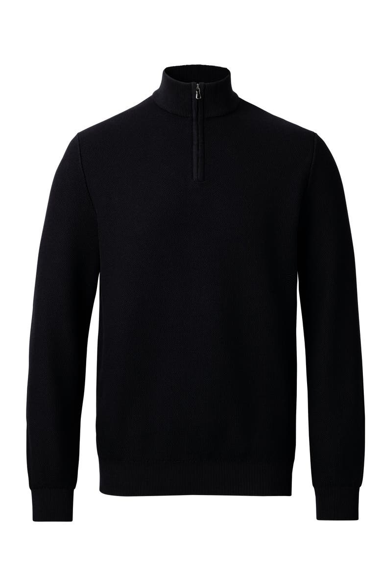 Cotton Zip Neck Sweater, Alternate, color, Navy Blue